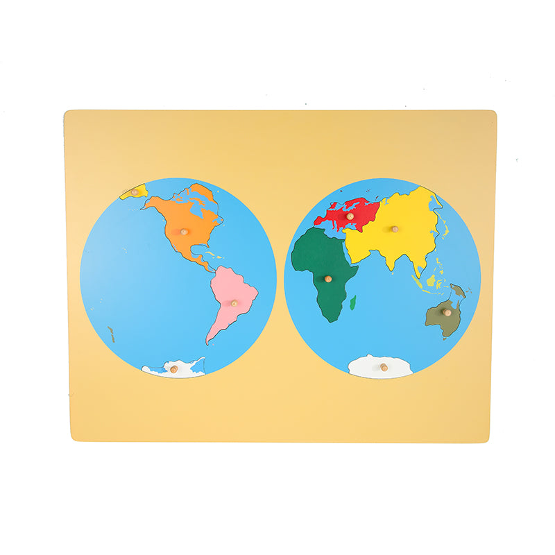 Puzzle carte des continents en bois Montessori