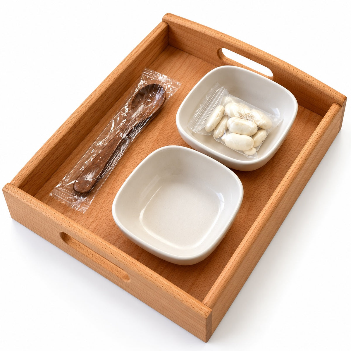 Plateau de transvasement Montessori avec graines