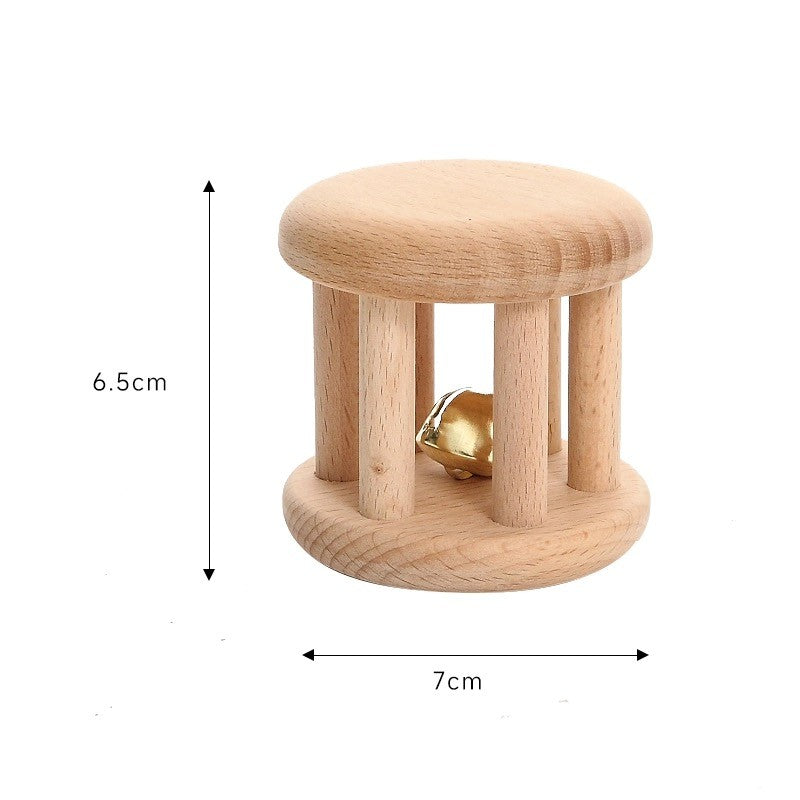 Hochet bébé Montessori en bois avec clochette