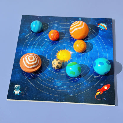 Puzzle du système solaire en bois